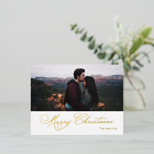 Elegant Calligraphy Merry kerst Folie Feestdagen Briefkaart