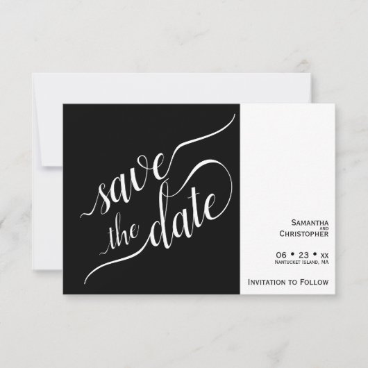 Elegant Calligraphy Minimalist Black Wedding Save The Date (Voorkant)
