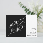 Elegant Calligraphy Minimalist Black Wedding Save The Date (Staand voorkant)