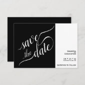 Elegant Calligraphy Minimalist Black Wedding Save The Date (Voorkant / Achterkant)