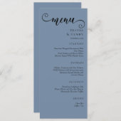 Elegant Calligraphy Minimalist Blue Wedding  Menu (Voorkant / Achterkant)