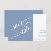 Elegant Calligraphy Minimalist Dusty Blue Wedding Save The Date (Voorkant / Achterkant)