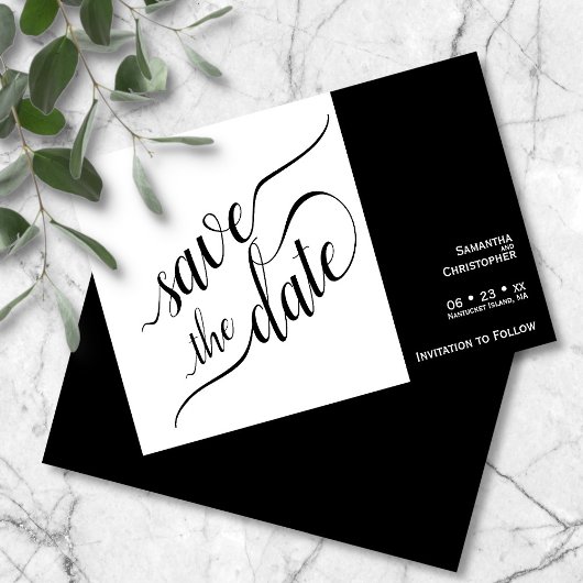 Elegant Calligraphy Minimalist White Wedding Save The Date