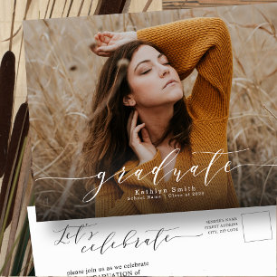 Elegant Calligraphy Modern Chic Photo Afstuderen Uitnodiging Briefkaart