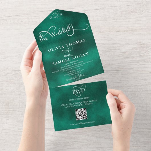 Elegant Calligraphy Modern Wedding All In One Uitnodiging (Afscheurbaar)