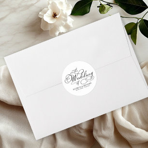 Elegant Calligraphy Modern Wedding Ronde Sticker