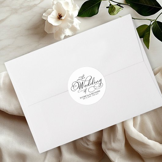 Elegant Calligraphy Modern Wedding Ronde Sticker