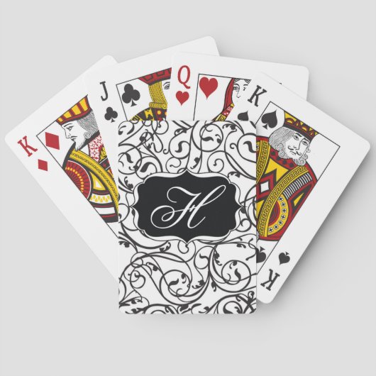 Elegant Calligraphy  Monogram Pokerkaarten (Achterkant)