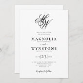 Elegant Calligraphy Monogram Wedding Kaart (Voorkant / Achterkant)