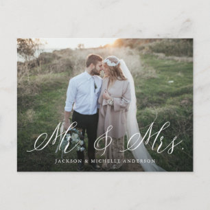 Elegant Calligraphy Mr. & Mrs Wedding Elopement Briefkaart