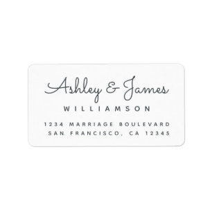 Elegant Calligraphy Names Off-Black Return Address Etiket