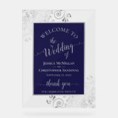 Elegant Calligraphy Navy & Silver Wedding Welcome (Recto)