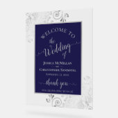 Elegant Calligraphy Navy & Silver Wedding Welcome (Angle)