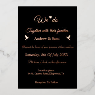 Elegant Calligraphy Non-Photo bruiloft nodigt Foli Folie Uitnodiging