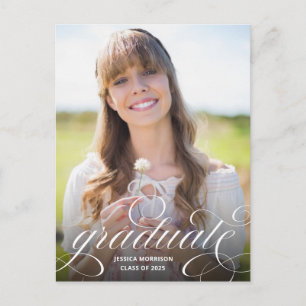 Elegant Calligraphy Overlay Photo Afstuderen Briefkaart