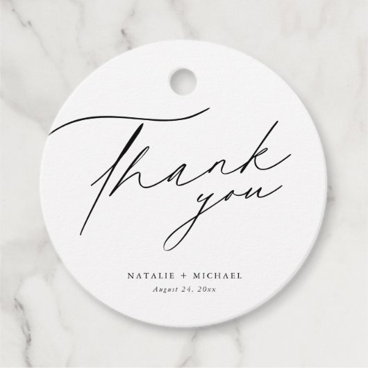 Elegant Calligraphy Personalised Wedding Bedankt Bedankjes Labels (Voorkant)