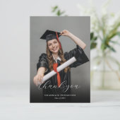 Elegant Calligraphy Photo Afstuderen Bedankkaart (Staand voorkant)