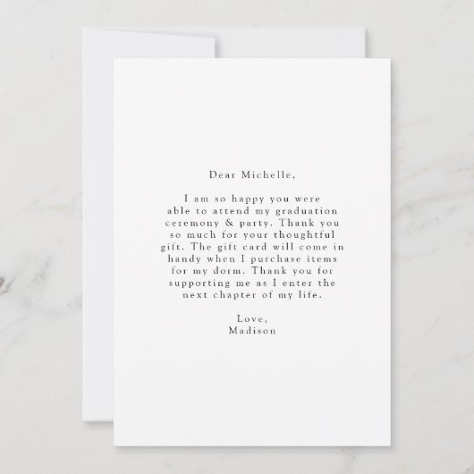 Elegant Calligraphy Photo Afstuderen Bedankkaart (Achterkant)