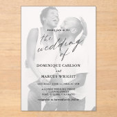 Elegant Calligraphy Photo Modern Wedding Acryl Uitnodigingen (Voorkant)