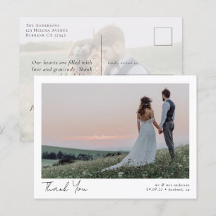 Elegant Calligraphy Photo Weddenschap Bedankt Briefkaart
