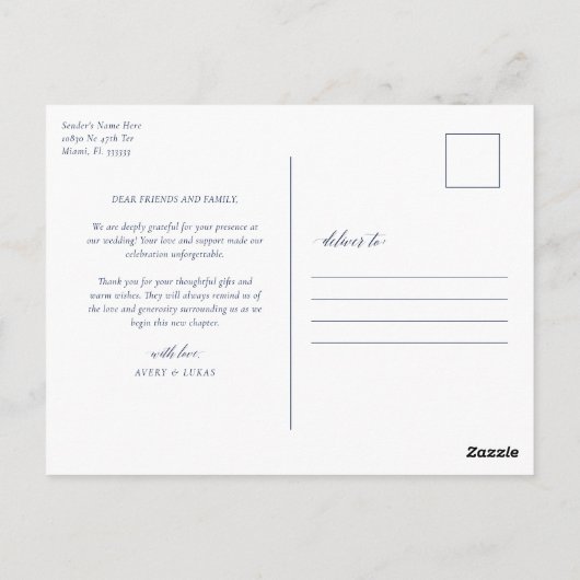 Elegant Calligraphy Photo Weddenschap Bedankt Briefkaart (Achterkant)