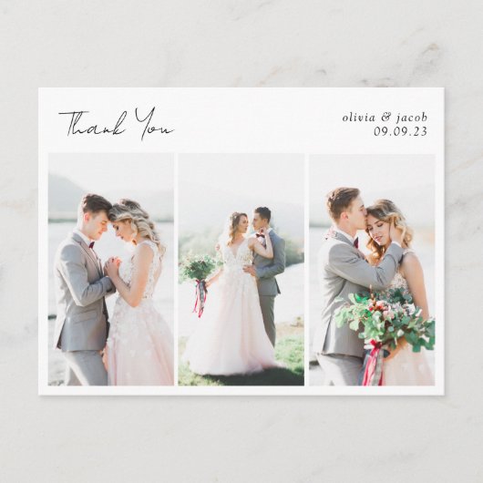 Elegant Calligraphy Photo Weddenschap Bedankt Briefkaart (Voorkant)