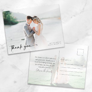 Elegant Calligraphy Photo Weddenschap Bedankt Briefkaart