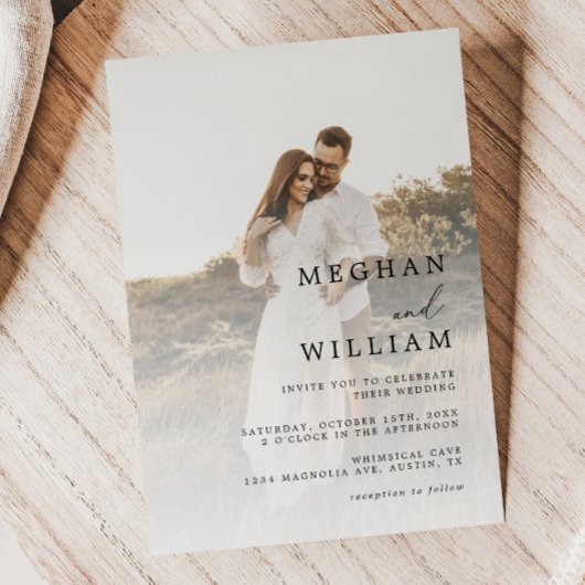 Elegant Calligraphy Photo Wedding Kaart