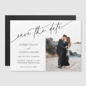 Elegant Calligraphy Photo Wedding Save the Date (Voorkant / Achterkant)