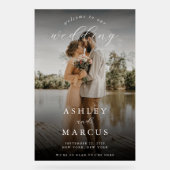 Elegant Calligraphy Photo Wedding Welcome Acryl Bord (Voorkant)