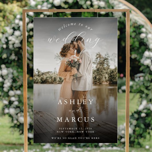 Elegant Calligraphy Photo Wedding Welcome Acryl Bord