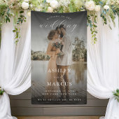 Elegant Calligraphy Photo Wedding Welcome Spandoek