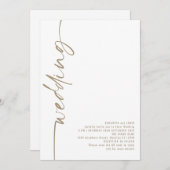Elegant Calligraphy QR Code Champagne Gold Wedding Kaart (Voorkant / Achterkant)