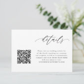 Elegant Calligraphy QR Code Wedding Details Kaarte Informatiekaartje (Staand voorkant)