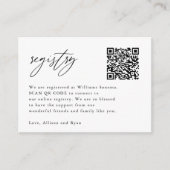 Elegant Calligraphy QR Code Wedding Registry Informatiekaartje (Voorkant)
