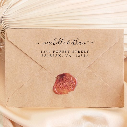 Elegant Calligraphy Return Address Rubberstempel