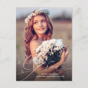 Elegant Calligraphy Roos Gold Photo Afstuderen Briefkaart