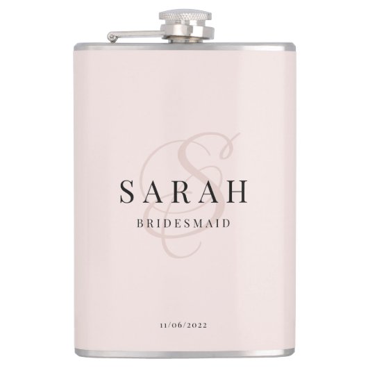 Elegant Calligraphy Roos Monogram Bridesmaid Gift Heupfles (Voorkant)