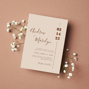Elegant Calligraphy Rustic and Cream Wedding Kaart