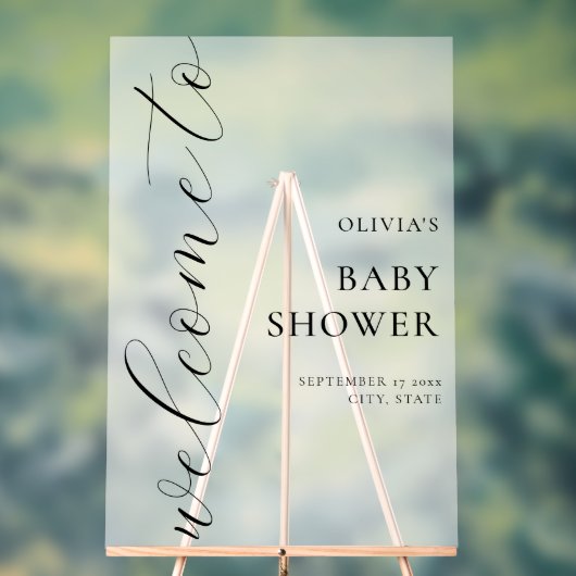 Elegant Calligraphy Script Baby shower Welkom Acryl Bord (Neutraal)