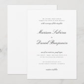 Elegant Calligraphy Script Black and White Wedding Kaart (Voorkant / Achterkant)