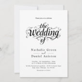 Elegant Calligraphy Script Black and White Wedding Kaart (Voorkant)