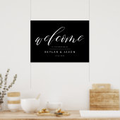 Elegant Calligraphy Script Black Welcome Wedding Poster (Keuken)