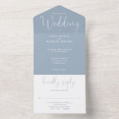 Elegant Calligraphy Script Dusty Blue Wedding All In One Uitnodiging (Binnen)