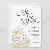 Elegant Calligraphy Script Floral Wedding Kaart (Voorkant)