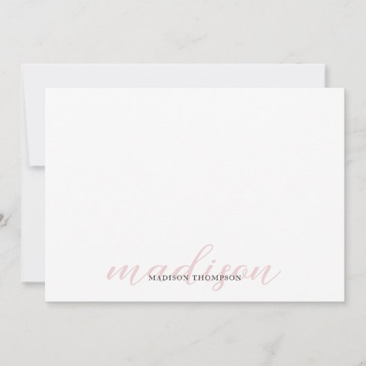 Elegant Calligraphy Script Girly Light Bleek roze Notitiekaartje (Voorkant)