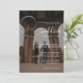 Elegant Calligraphy Script Grey Photo Wedding Kaart (Staand voorkant)