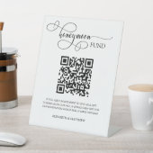 Elegant Calligraphy Script Honeymoon Fund QR Code Reclamebord Met Voetstuk (Insitu)
