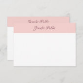Elegant Calligraphy Script Name Blush Pink White Notitiekaartje (Voorkant / Achterkant)