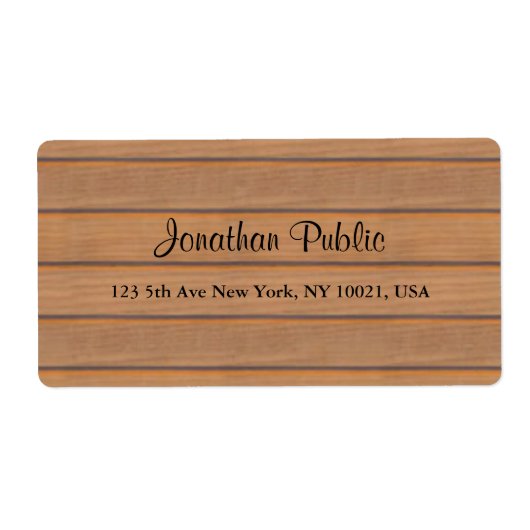 Elegant Calligraphy Script Name Text Wood Shipping Etiket (Voorkant)
